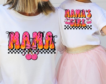 Mommy and Me Outfit, Matching Mom Daughter Shirts, Retro Cherry Baby Girl, Toddler Tee, Mothers Day Gift