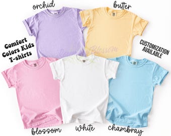 Camisetas personalizadas Kids Comfort Colors®, camisetas 100 % algodón para niños y niñas, bebés y jóvenes, personalizadas con su diseño o texto.