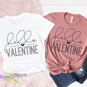 Hello Valentine Shirt, Cursive Text Cute Valentines Shirt, Valentine Shirt, Girls Valentines Shirt, Cute Valentine Shirt for women