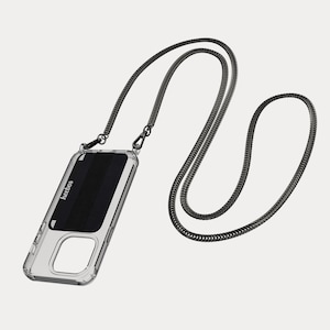 Keebos - Funda bandolera con cadena de ónix negro y cartera fina. Para iPhone 16, 15, 14, 13, 12 y 11, y Samsung S24, S23, S22, S21 y S20.