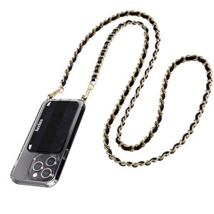 Crossbody Handy Hülle - Vegan Leder & Gold Strap mit abnehmbaren Lanyard für iPhone 16 15 14 13 12 11, Samsung S23, S24, S25 und mehr