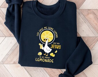 Life Gave Me Lemons Faith Shirt, Cute Lemonade Christian Hoodie Sweatshirt, Inspirational Religious Quote Tee, Youth Crew Gift