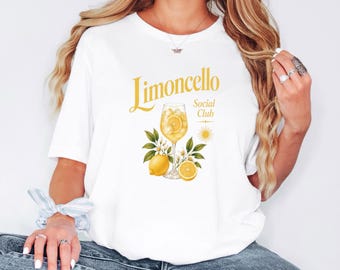 Limoncello Social Club Shirt, Amalfi Coast Italy Tee, Lemon Graphic Sweatshirt, Mediterranean Summer Vacation Gift