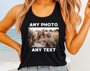 Custom Photo Women's Tank Top, Personalized Family Yop, Graduation Gift Tank, Custom Name Text, Birthday Party Outfit, Memory Gift
