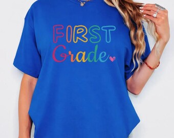 First Grade Shirt Boy, Custom First Second Third Grade Tee, Back to School Sweatshirt, Retro First Day of School Shirt, Kids School Outfit