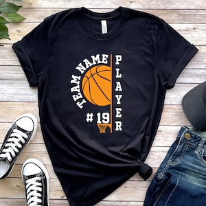 Custom Basketball T-Shirt, Personalized Basketball  Mom Shirt, Basketball Shirt, Player Number and Name Shirt, Team Spirit Shirt