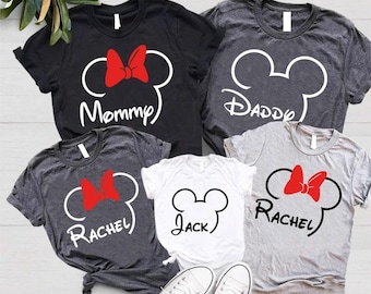 Matching Family Disney Shirts, Custom Disney Trip Tees, Mickey and Minnie Mouse Ears Family Shirts, Personalized Names Disney Shirts Gifts