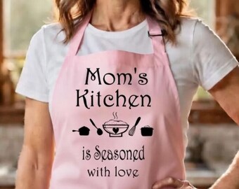 Mom’s Kitchen Apron: Seasoned with Love, Pockets Included