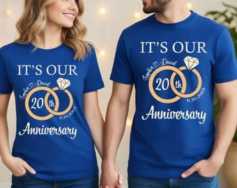 Custom 20th Anniversary Couple Shirts Sweatshirt Hoodie, Personalized His & Hers Matching Tees, Wifey Hubby Wedding Gift