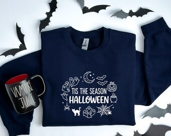 Tis the Season T-Shirt, Vintage Halloween, Retro Pumpkin Witch Sweatshirt, Spooky Season Hoodie, Cute Fall Graphic Tee