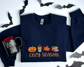 Cozy Season Shirt, Fall Book Lover Tee, Pumpkin Spice Sweatshirt, Autumn Hoodie, Coffee Lover Graphic Shirt, Cute Fall Outfit