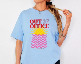 Out of Office Beach Shirt, Coastal Seashell Graphic Tee, Vacation Sweatshirt, Ocean Lover Gift, Summer Travel Top