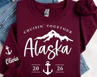 Personalized Alaska Cruise 2026 Family Shirt Sweatshirt Hoodie, Custom Bear Travel Tee, Alaska Vacation Outfit, Northern Adventure Graphic