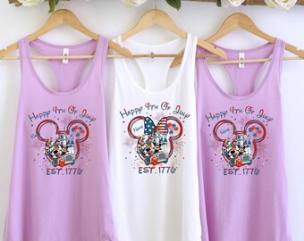 Personalized Mickey 4th of July Tank Top, Disney Patriotic, Custom Name Independence Day Tanks, EST 1776, USA Celebration Tee