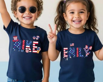 Personalized 4th of July Family Shirt Sweatshirt, Custom USA Patriotic Hoodie, Family Celebration Tees, Custom Name Toddler Youth