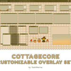 Cottagecore Customizable Overlay Set | Frog Stream Twitch Overlay | Cozy, Kawaii, Chill, Witchy Animated Overlay for Streamers | Easy Set Up