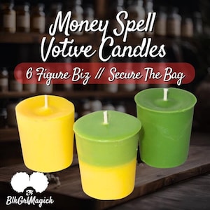 MONEY Spell Votive Candles • Mini Spell Candle for Wealth, Prosperity, Business Success, Good Luck, Fast Cash • Strong Scented • Black Owned