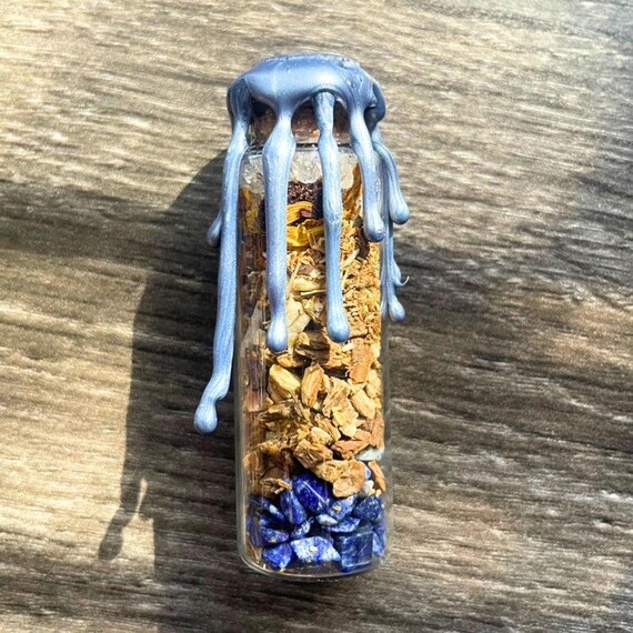 Asé Alignment Peace Spell Jar | Handmade & Charged with Lapis Lazuli for Attuning with Divine, Guidance, Energy Balance | Spell Bottle