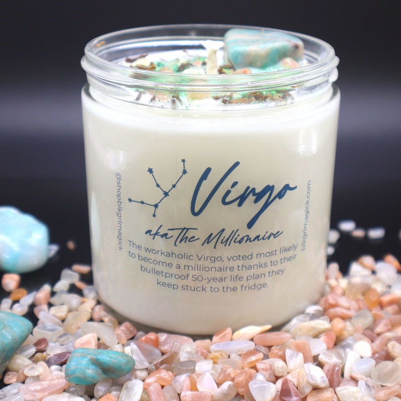 ZODIAC Candles with Crystals Choose Your Zodiac Sign image 2