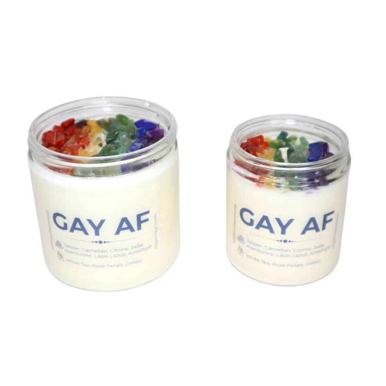 QUEER PRIDE Rainbow Flag Crystal Candle 16oz • Gay • Lesbian • Trans • Non-Binary • Gay Pride Candle • Black Queer Owned Shops 