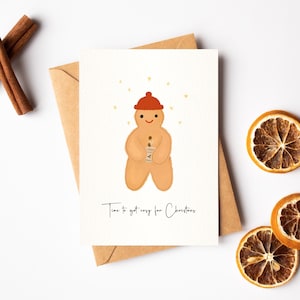Lebkuchenmann Weihnachtskarte A6 | Weihnachts-Lebkuchen-Illustrations-Gruß-Karte | Strukturmuster gemütlich für Weihnachten Notecard