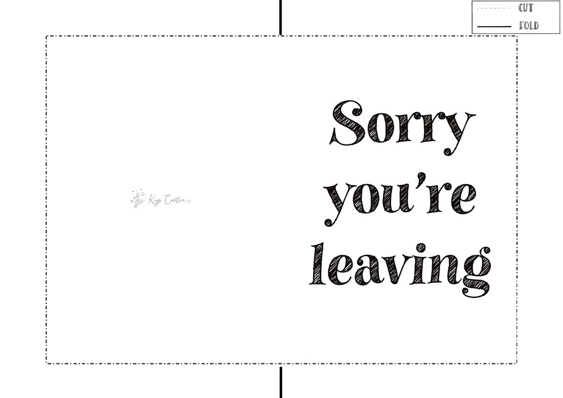 Sorry Youre Leaving Printable Card Printable Leaving Card Etsy UK