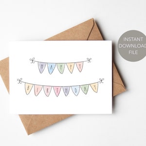 imprimable joyeux anniversaire bruant | Carte de joyeux anniversaire PDF avec motif arc-en-ciel | Carte d'anniversaire imprimable | Carte de voeux à téléchargement immédiat