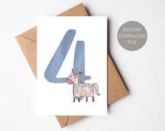 4 Year Old Birthday Printable Card - Etsy