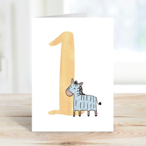 Cute Printable 1st Birthday Card 1 Year Old Boy Birthday Card Printable ...