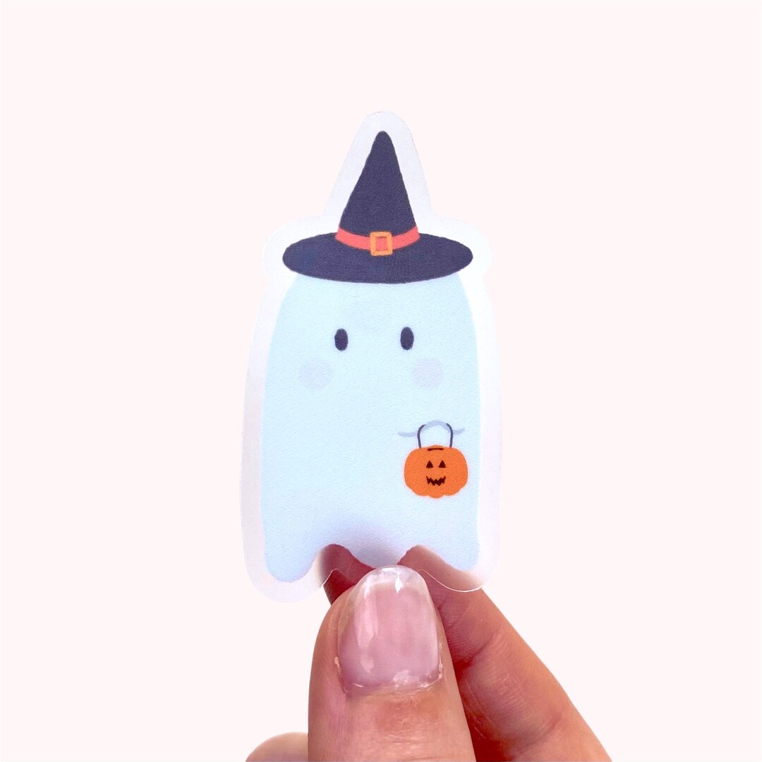 Cute Ghost Clear Vinyl Sticker | Die-cut Waterproof Trick-or-treat ...
