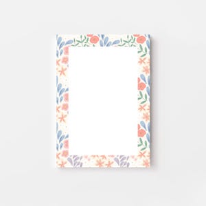 A6 Spring Meadow Notepad | Pastel Flower Patterned 50 Page Notebook | Floral Tear-Off Desk Pad
