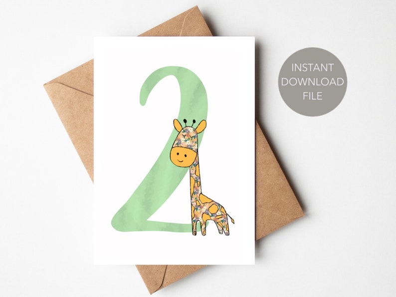 Cute Printable 2nd Birthday Card 2 Year Old Birthday Card Printable ...