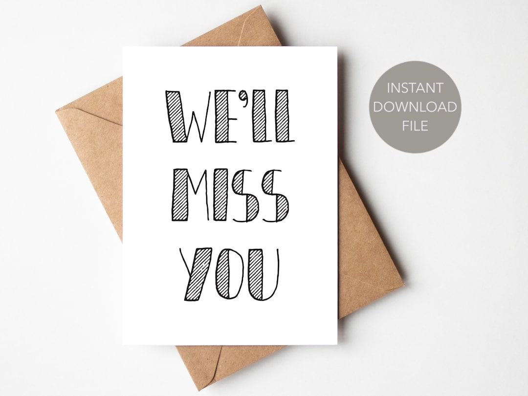 We ll Miss You Printable Card Simple PDF Leaving Card Printable