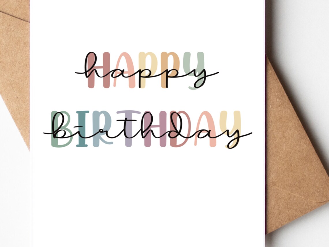 Happy Birthday Printable Card Rainbow Happy Birthday Card Etsy UK