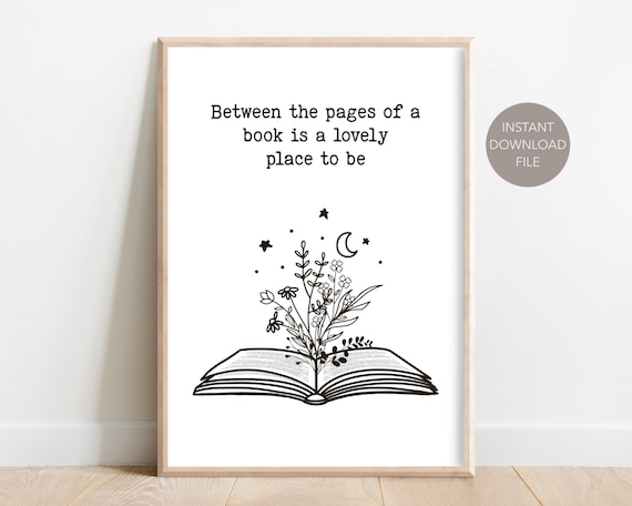 Book Quote Printable Wall Art Book Pages Quote Print Boho Wildflower Book  Poster Book Lover Printable Reading Quote Decor -  Sweden