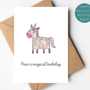Magisches Einhorn Geburtstagskarte A6 | Einhorn Geburtstagskarte für Mädchen | Märchen-Geburtstagskarte
