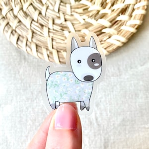 Floral Dog Clear Vinyl Sticker | Transparent Die-Cut Waterproof Puppy Sticker | Cute Dog Lover Sticker