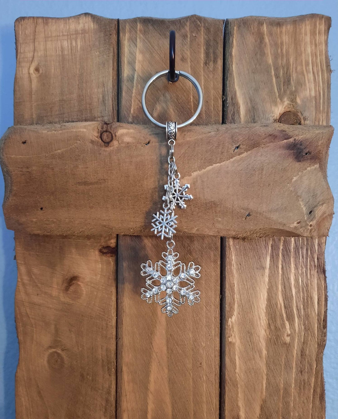 Snowflake Keychain, Snowflake Charms, Winter Keychain Etsy