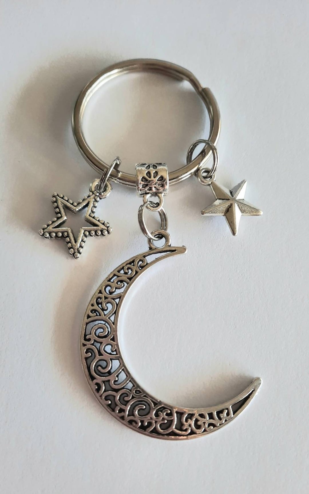 Crescent Moon and Stars Keychain, Celestial Gift - Etsy