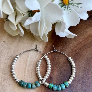Boho hoop earrings/turquoise and silver hoop earrings/western hoop earrings/southwestern turquoise earrings/southwestern jewelry