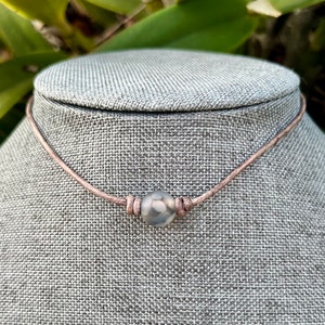 Agate gemstone knotted leather choker- natural stone choker- boho chic choker- gemstone choker