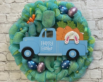 Blue Truck Happy Easter Wreath