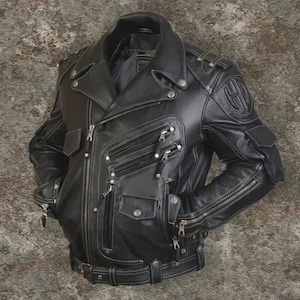 Leather Jacket 100% Genuine Sheepskin - Men&#39;s Biker Leather Jacket - Cool And Comfortable Motorcycle Touring Leather Jacket