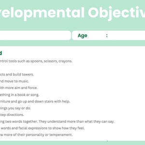 Developmental Objectives Checklist - Ages 2-5 Years