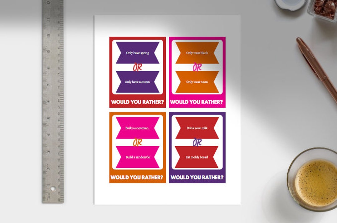 Would You Rather Game Printable Etsy Would You Rather Game Printable Etsy