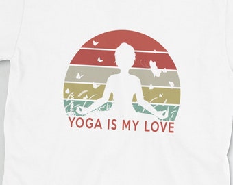 Yoga is My Love T-Shirt | Motivational Shirt, Namaste Lotus Print, Just Breathe Zen Gift