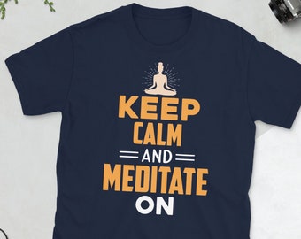 Keep Calm and Meditate On T-Shirt | Motivational Shirt, Namaste Lotus Print, Just Breathe Zen Gift