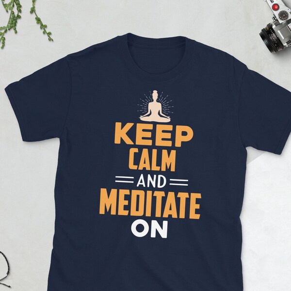 Keep Calm and Meditate On T-Shirt | Motivational Shirt, Namaste Lotus Print, Just Breathe Zen Gift