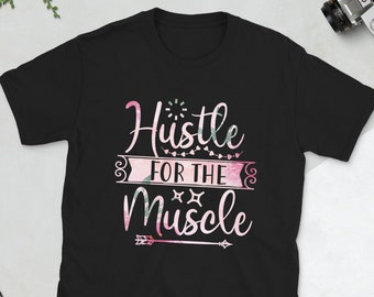 Hustle for the Muscle T-Shirt | Motivational Shirt, Namaste Lotus Print, Just Breathe Zen Gift