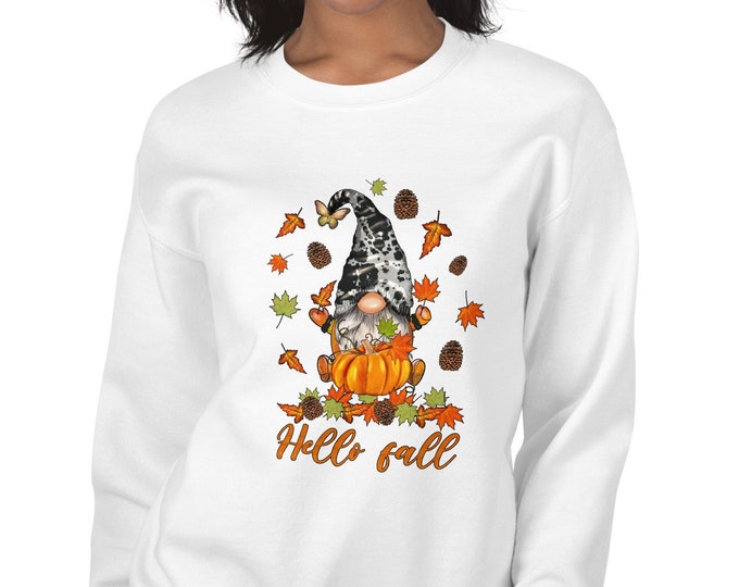 Hello Fall Gnome Sweatshirt | Autumn Crewneck Sweatshirt, Thanksgiving or Fall Gift
